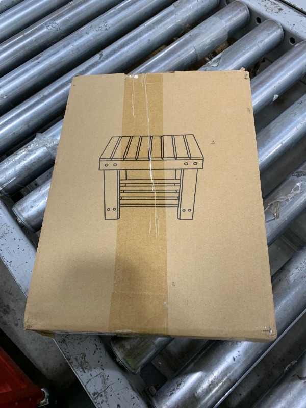Photo 1 of ASelected Bamboo Shower Stool Small 13 Inch Wood Shower Bench Waterproof Wooden Foot Stool with Storage Shelf for Small Spaces Bathroom Bedside Inside Shower Entryway Shoe Spa Bench