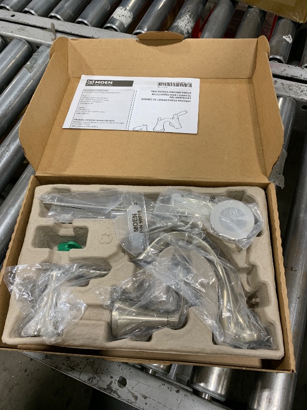 Photo 1 of Moen Eva Brushed Nickel Two-Handle High-Arc Widespread Bathroom Faucet, Bathroom Faucets for Sink 3 Hole Setup with Drain Trim, (Valve Required), T6420BN