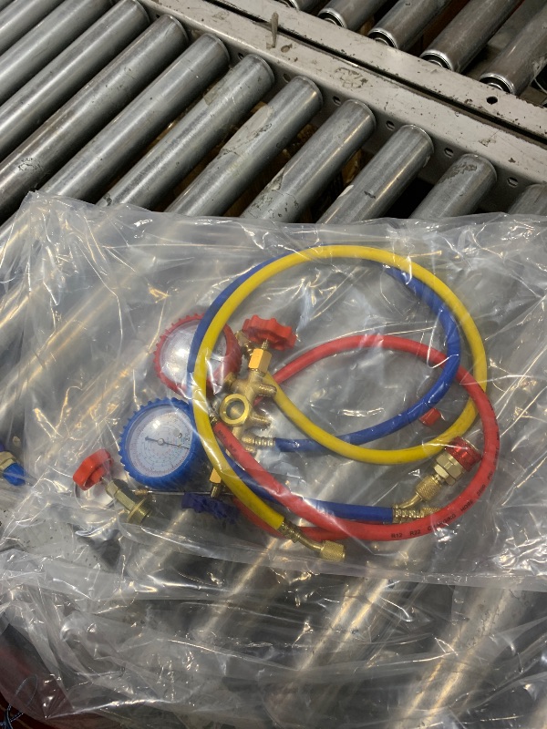 Photo 1 of R134A Manifold Gauge Set with R134a Can Tap R134a Quick Coupler,3 Way AC Diagnostic Manifold Gauge Set for R134a R12 R22 R404a Refrigerant,Automotive AC Gauge Set with 3Ft Charging Hoses