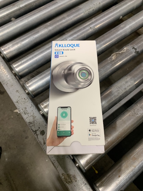 Photo 1 of KLLOQUE Fingerprint Door Lock, Smart Fingerprint Door Knob with Lock, Biometric Door Locks with App Control & Key, Keyless Thumbprint Entry Door Locks for Bedroom, Front Door, Home, Apartment-Silver