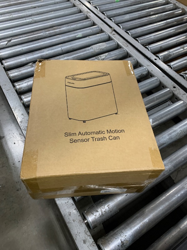 Photo 1 of Pukomc Automatic Small Sensor Trash Can with Touchless Lid, 2.3 Gallon / 9L Smart Garbage Can, Quiet Close White Gold Waste Bin - Perfect for Kitchen, Living Room & Small Spaces