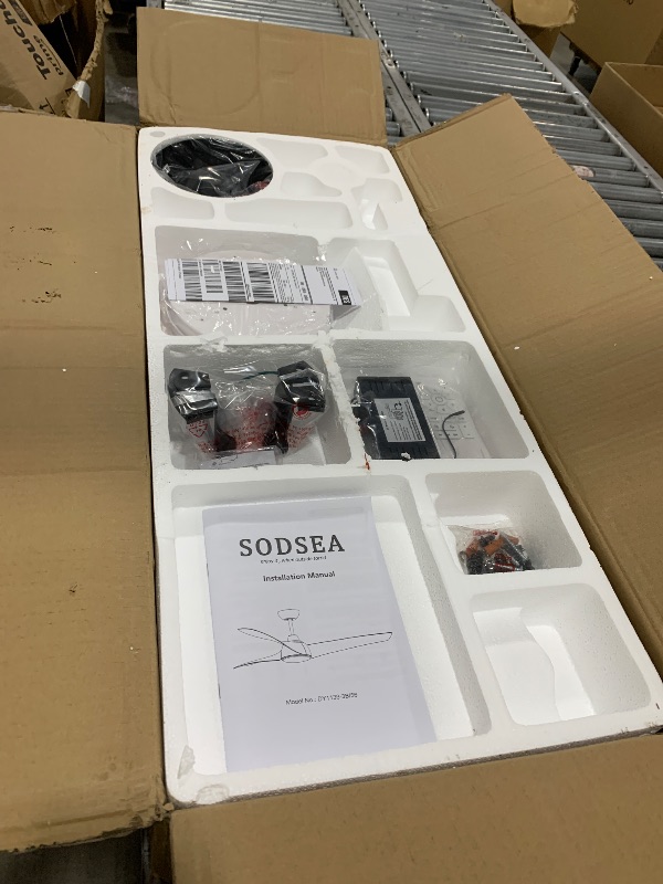 Photo 1 of SODSEA 56 Inch Ceiling Fan with Lights, Outdoor Ceiling Fan with Remote Control 3 Reversible Blades,Dimmable,2 Rods, for Bedroom Living Room Patio