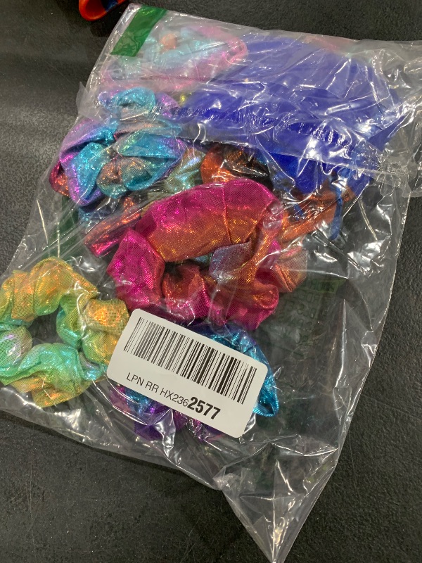 Photo 1 of 12 Pcs Scrunchies for Women, Cute Bulk Hair Scrunchie, Shiny Metallic Elastic Hair Bands, Girls Hair Accessories for Ponytail Holder, Colorful Hair Scrunchies for Girls Party Favors