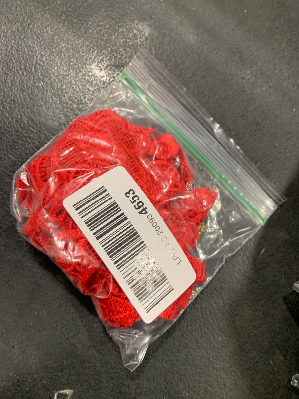 Photo 1 of 1 Pair Embroidery Applique Wedding Lace Floral Motif Sewing Trims Decoration (Red)