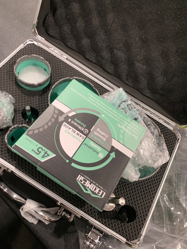 Photo 1 of LEKOMESH Tile Hole Saw Kit - (6/6/8/20/35/50/75/100mm+20mm Finger Bit+50mm Chamfer Bit+SDS/HEX Adapter) and 4.5 Inch Diamond Saw Blade Cutting Disc Wheel