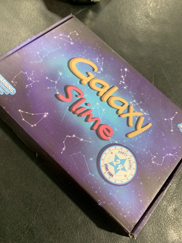 Photo 1 of 24 Pack Blue Galaxy Slime, Slime Bulk Party Favor for Girls & Boys, Clear Container Jars Galaxy Star Slime Cup, Soft, Wet, Non Sticky, Birthday Gifts, Classroom Rewards for Kids, Goodie Bag Stuffers