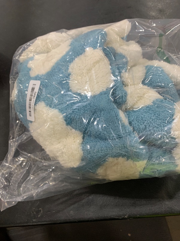 Photo 1 of LE SURE Waterproof Puppy Blanket for Small Dogs - Washable Double Sided Dog Blankets with Warm Jacquard Shag and Soft Sherpa Fleece, Pet Cat Blanket for Couch Protection, 3D Textured Cloud, Blue