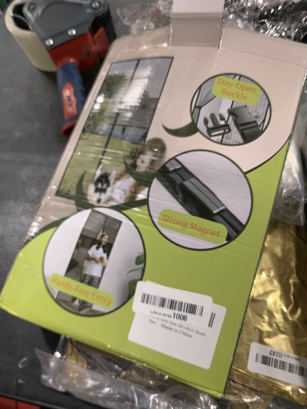 Photo 1 of Reversible Left Right Side Opening Magnetic Screen Door for 60 x 80 in French Door, Screen Itself Size: 62" x 81", Glass Sliding Door Heavy Duty Screen Door Mesh Curtain for Front Patio Or Large Door