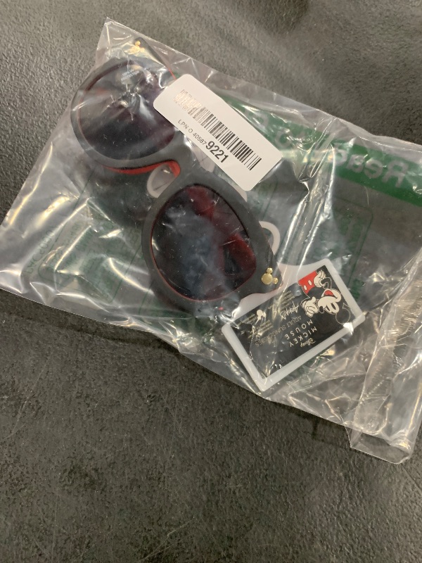 Photo 1 of Jerry Leigh Adult Black with Red Trim Mickey Mouse Sunglasses, Plastic Glasses Disney Accessories for Men and Women, One Size