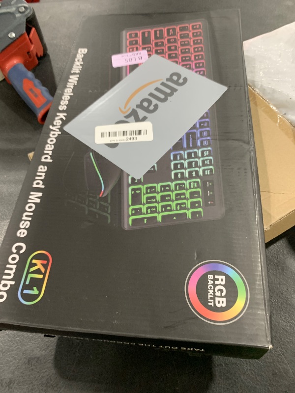 Photo 1 of Wireless Keyboard and Mouse Combo - RGB Backlit, Rechargeable & Light Up Letters, Full-Size, Ergonomic Tilt Angle, Sleep Mode, 2.4GHz Quiet Keyboard Mouse for Mac, Windows, Laptop, PC