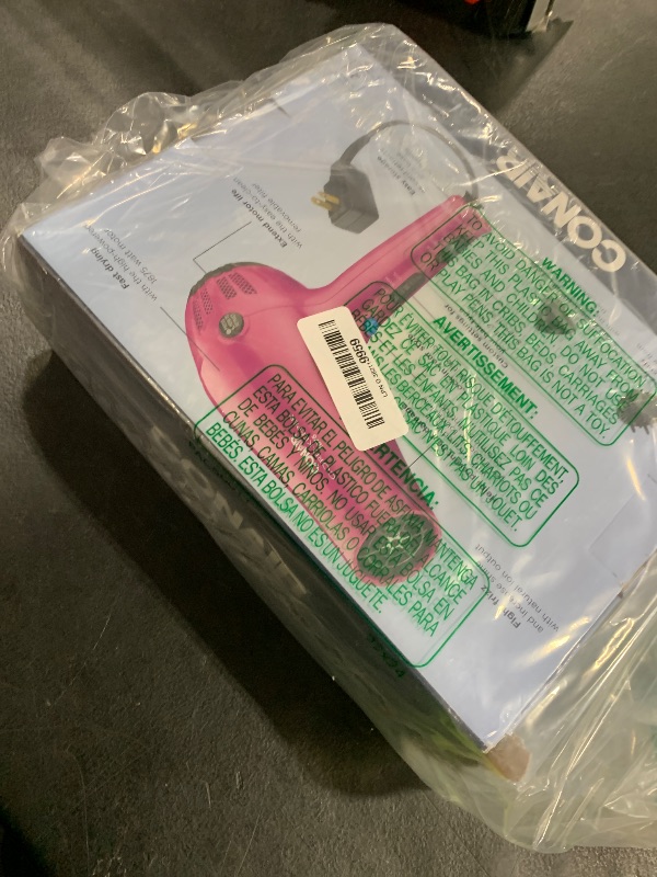Photo 1 of Conair Hair Dryer with Retractable Cord, 1875W Blow Dryer, 3 Heat Settings, 2 Speeds, Blow Dryer with Diffuser and Concentrator Attachments, Ionic + Tourmaline Technology, Pink