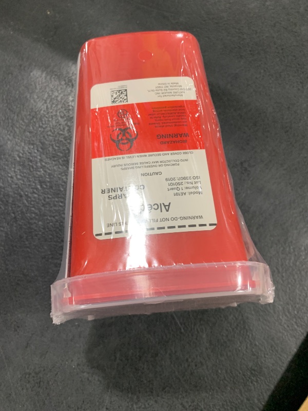 Photo 1 of Alcedo Sharps Container for Home Use 1 Quart (1-Pack) | Biohazard Needle and Syringe Disposal | Small Portable Container for Travel and Professional Use