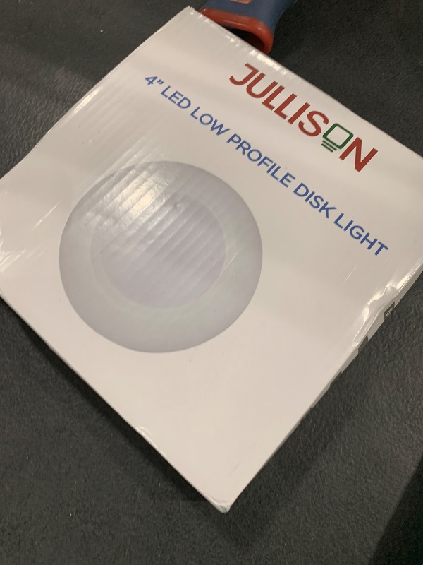 Photo 1 of JULLISON 4 inch LED Low Profile Recessed & Surface Mount Disk Light, Round, 10W, 600 Lumens, 5000K Day Light White, CRI80, DOB Design, Dimmable, cETLus Listed, 1 Pack(White)