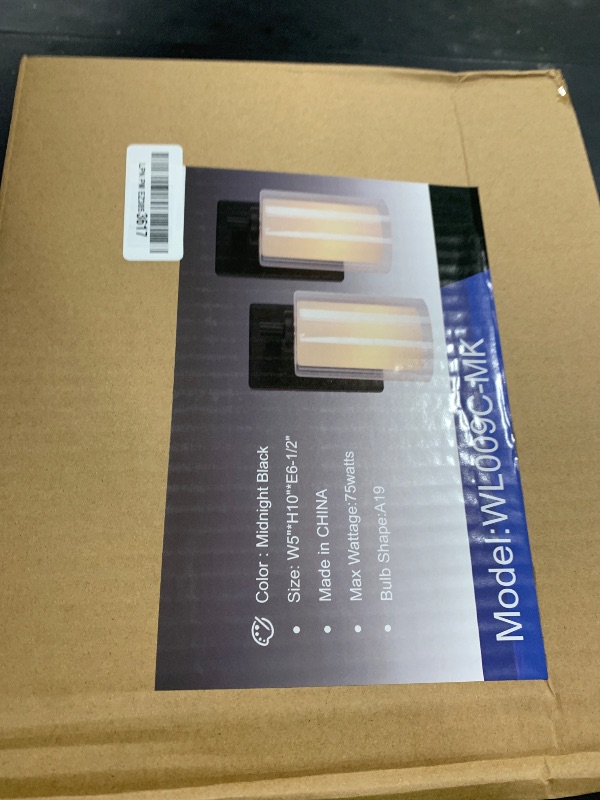 Photo 1 of Kalium Wall Sconces Set of Two, Modern Vanity Lights with Double Clear Glass Shade Matte Black Indoor Farmhouse Wall Lights for Bathroom Living Room Bedroom Hallway Bulb E26 Base (Bulbs Not Included)
