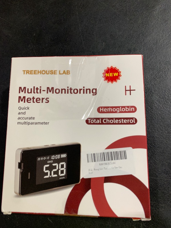 Photo 1 of Hemoglobin Test Meter with 25 Hemoglobin Test Strips, Cholesterol Test Kits with 10 Test Strips, 2-in-1 Hemoglobin Tester Meter for Home Use, Black