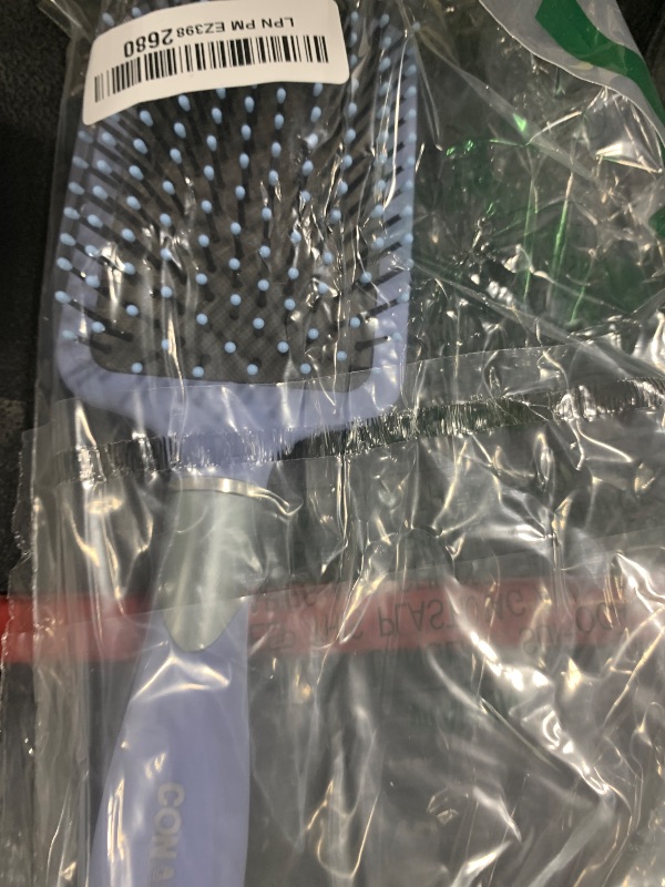 Photo 1 of Conair Velvet Touch Paddle Cushion hair brush - Detangling hairbrush - curly or straight styles - men or women - detangler - features soft touch handle - Sky Blue