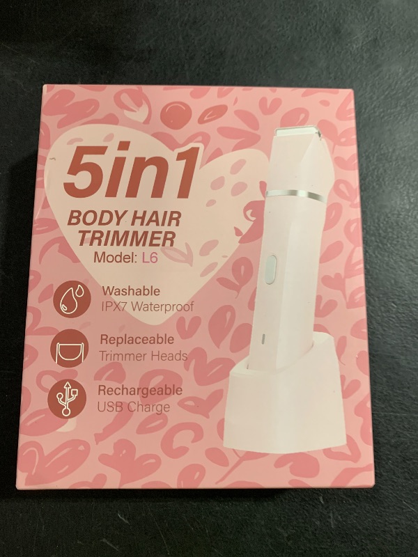 Photo 1 of HOHOLE 5-in-1 Bikini Trimmer for Women, IPX7 Waterproof Electric Razors Shaver, Cordless Body Hair Trimmer, Facial & Pubic Hair Removal, Ceramic Blade (Pink)