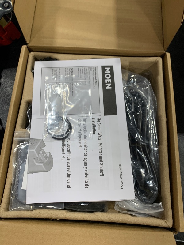 Photo 1 of Moen Flo Smart Water Monitor and Automatic Shutoff Sensor, Wi-Fi Connected Water Leak Detector for 1-Inch Diameter Pipe, 900-006
