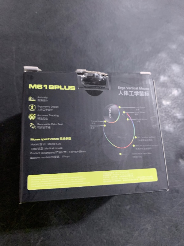 Photo 1 of DeLUX Ergonomic Mouse, Wired Large RGB Vertical Mouse with 6 Buttons, 4000DPI, Removable Wrist Rest for Carpal Tunnel (M618Plus RGB-Wired)