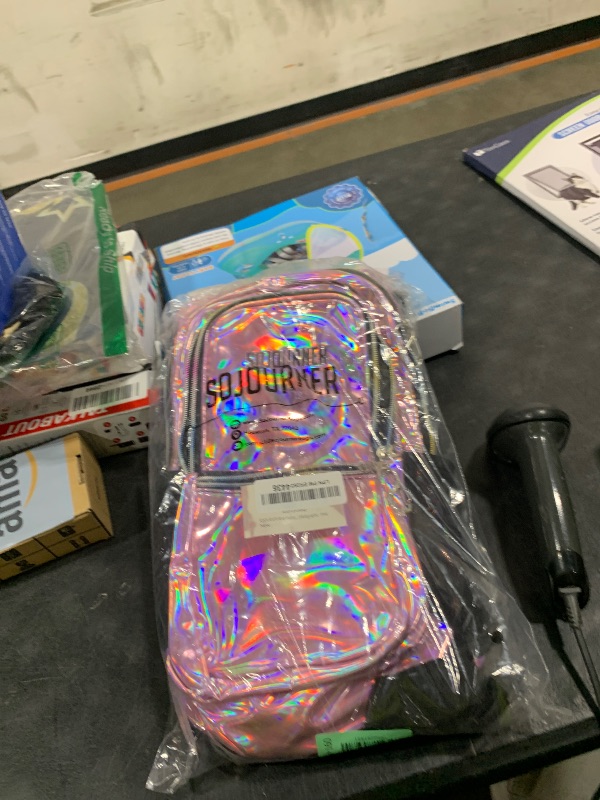 Photo 1 of SOJOURNER Rave Hydration Pack Backpack - 2L Water Bladder Included for Festivals, Raves, Hiking, Biking, Climbing, Running and More (Medium) (Holographic - Pink)