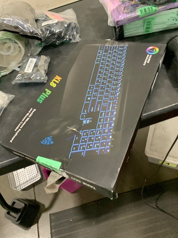 Photo 1 of Wireless Keyboard and Mouse Backlits, Wrist Rest, LED Mouse, Rechargeable Ergonomic Keyboard with Phone Holder, Silent Light Up Combo for Computer, Mac, PC, Laptop, Chromebook (Purple)