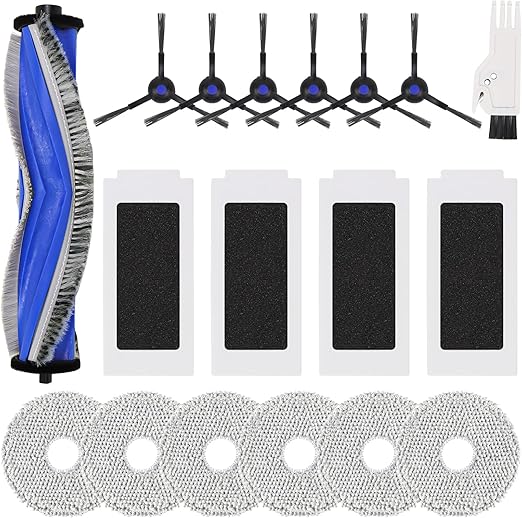 Photo 1 of T30S Replacement Parts for ECOVACS DEEBOT T30S / T30S Ai Robot Vacuum, includes 1 Main Brushes, 6 Side Brushes, 6 Mop Cloth Pads, 4 HEPA Filters, 1 Cleaning Tool. T30S accessories
