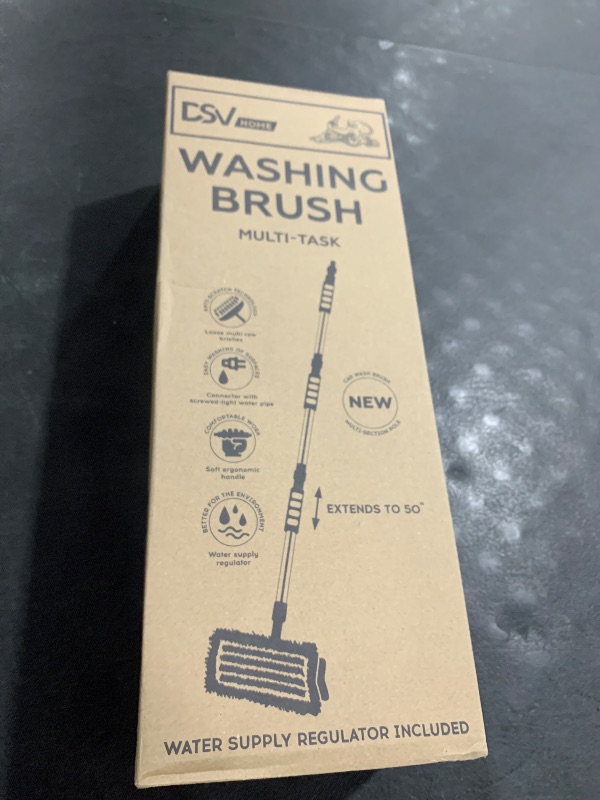 Photo 1 of DSV Standard Car Wash Brush with 50'' Long Handle, Car Cleaning Brush with Hose Attachment, Car Brushes for Washing 10'' Soft Bristles for Scratch-Free Cleaning Auto, Truck, Boat, Floor and More