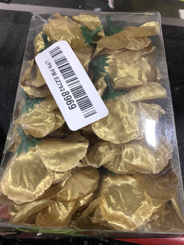 Photo 1 of HAPY SHOP 40 Pack Gold Rose Artificial Flowers Bulk, 2.4 Inch Fake Silk Roses Head Gold Artificial Flowers for Home Wedding Party Decorations DIY Bouquet