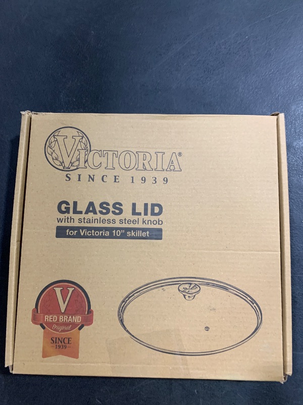 Photo 1 of 9.5-Inch Glass Lid for Victoria Round 10-Inch Cast Iron Skillet or Pan, Custom Made for Only Victoria Brand, Internal Diameter 9.5-Inch, External Diamter 10 Inch