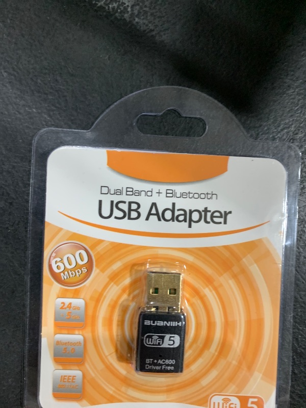Photo 1 of WiFi Adapter for Desktop PC,USB WiFi Adapter,Bluetooth&WiFi 2-in-1,600Mbps 2.4/5.8Ghz Dual Band Wireless Network,Plug and Play, for PC/Laptop/Desktop,Support Win7/8/8.1/10/11