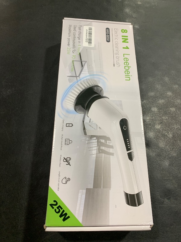 Photo 1 of Leebein Electric Spin Scrubber, Cordless Cleaning Brush with 8 Replaceable Brush Heads, Tub and Floor Tile 360 Power Scrubber Dual Speed with Adjustable & Detachable Handle for Bathroom Kitchen Car