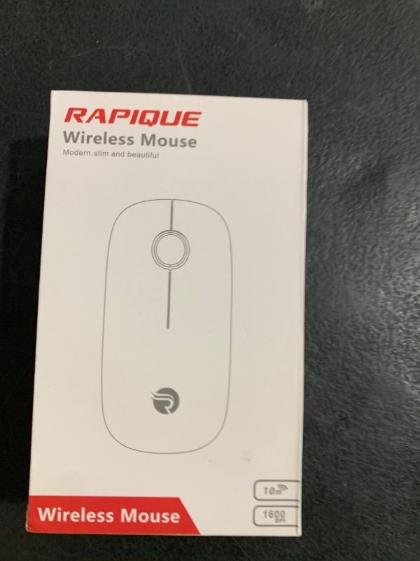 Photo 1 of RAPIQUE Bluetooth Wireless Mouse - (BT5.1+USB) Slim Dual Mode Computer Mice with Quiet Click, Low Power, and 1600 DPI, Portable Cordless for MacBook, Laptop, iPad Pro/Air, Chromebook (White)