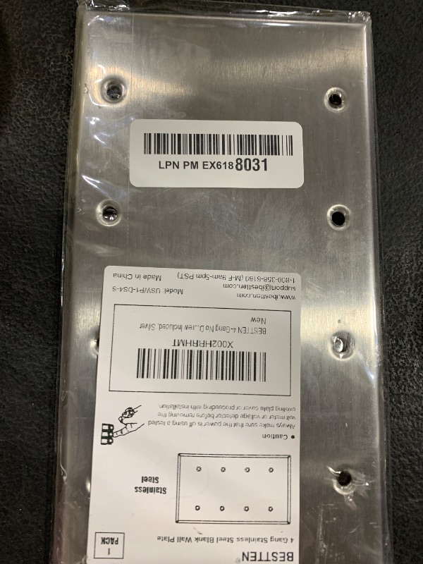 Photo 1 of BESTTEN 4-Gang Blank Metal Wall Plate with ?hite or Clear Plastic Film, Corrosion-Resistant No Device Stainless Steel Outlet Cover, Standard Size, Brushed Finished, H4.53” x W8.23”