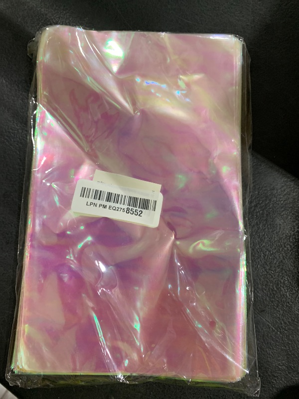 Photo 1 of SUREHOME Cellophane Bags, 100 Pcs 6x10 Inches Clear Treat Bags with Ties Plastic Gift Bag Holographic Iridescent Pink Goodie Bag for Party Favors Wedding Candy Valentine Snack Popcorn Cookies Packing