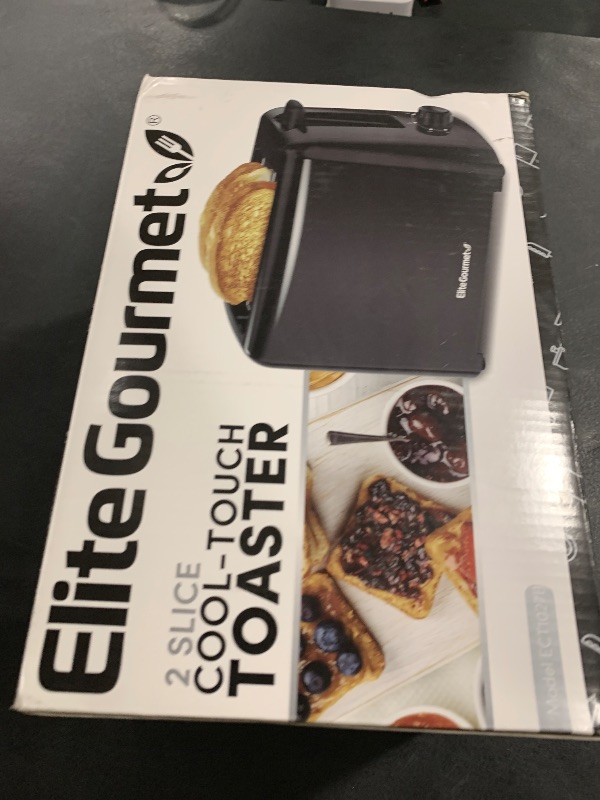 Photo 1 of Elite Gourmet ECT1027B Cool Touch Toaster with 6 Temperature Settings & Extra Wide 1.25" Slots for Bagels, Waffles, Specialty Breads, Puff Pastry, Snacks, ETL Certified, 2 Slices, Black