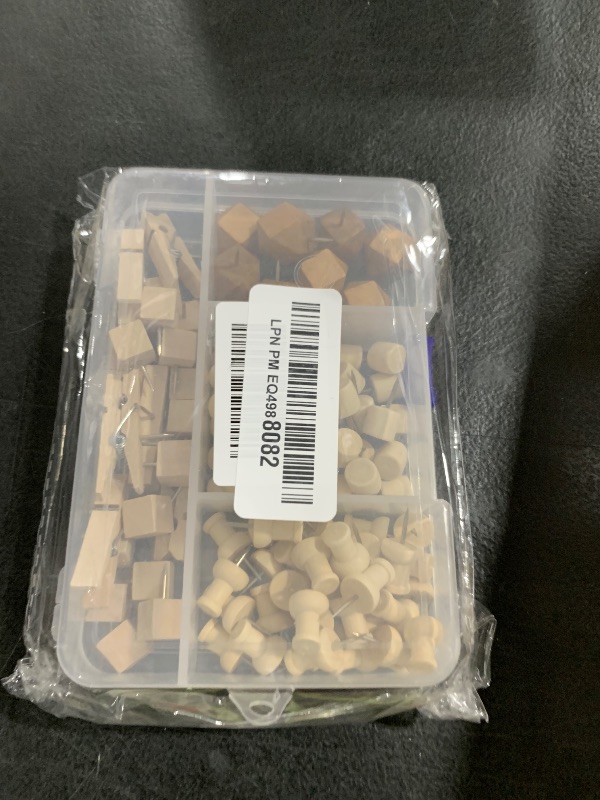 Photo 1 of 128Pcs Wood Push Pins, Thumb Tacks for Decorative, Wooden Pins and Tacks, Cork Board Thumbtacks, Cute Thumbtack for Wall and Bulletin Board, Map Pins