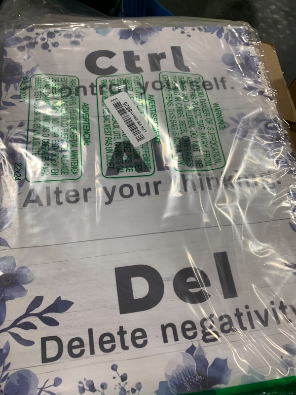 Photo 1 of JANLAN Ctrl Alt Del Wall Art,Minimalist Office Wall Decor,Office Decorations for Work,Control Yourself Alter Your Thinking Delete Negativity Wall Decor (Blue Flower)