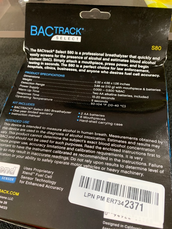 Photo 1 of BACtrack S80 Breathalyzer | Professional-Grade Accuracy | DOT & NHTSA Approved | FDA 510(k) Cleared | Portable Breath Alcohol Tester for Personal & Professional Use