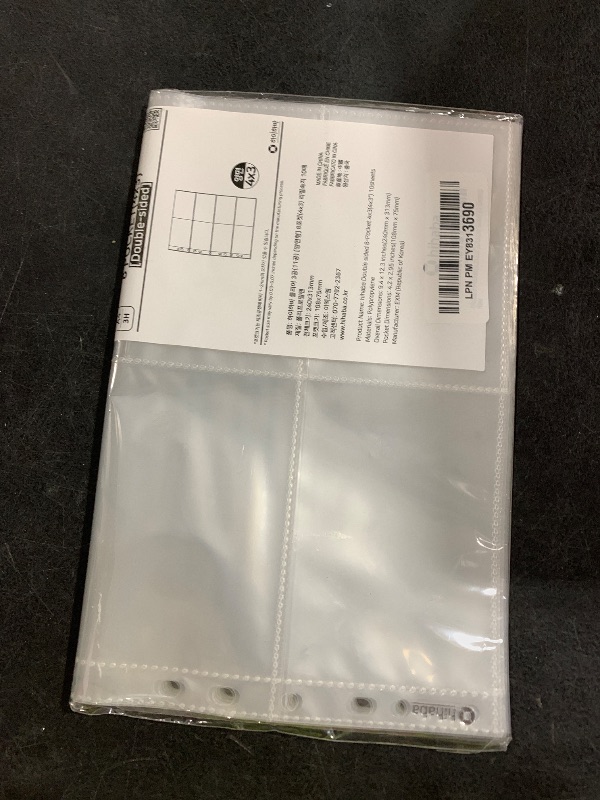 Photo 1 of hihaba Double Sided 8-Pocket 4x3(4x3) 10 Sheets, 32Type Crystal Clear Pocket Sleeves, Photo Album Refill Pages for Kpop Idol photocard, Baseball Cards, Tradning Cards Fit 3 Ring Binder