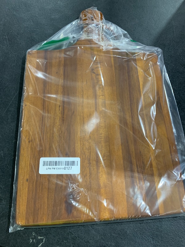 Photo 1 of AIDEA Acacia Wood Cutting Board with Handle, Large Wooden Charcuterie Board for Bread, Cheese, Meat, and Fruits, Food Serving Tray for the Kitchen (17" x 11")