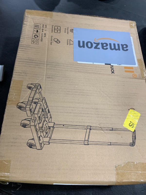 Photo 1 of Voipvvii Folding Hand Truck 500lbs, Portable Heavy Duty Dolly Cart, 6 Wheels Collapsible Luggage Cart with 2 Elastic Ropes - Compact Trolley Cart for Easy Moving - Ideal Hand Cart for Travel and More