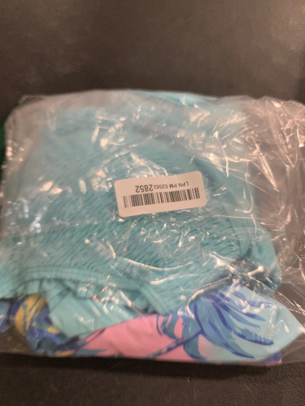 Photo 1 of ROSEWE Womens Tankini Bathing Suits, Two-Piece Smocked Swim Dress, Print Swimsuits with Board Shorts Cyan