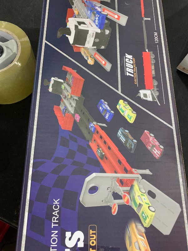 Photo 1 of Carrier Truck Race Track Toddlers Toys, Foldable 3 Layer Track Playset, Toy Truck Transport Car Carrier & 8 Race Cars, Truck Car Kids Toys Xmas Gifts for Age 3 4 5 6+ Years Old Boys Girls