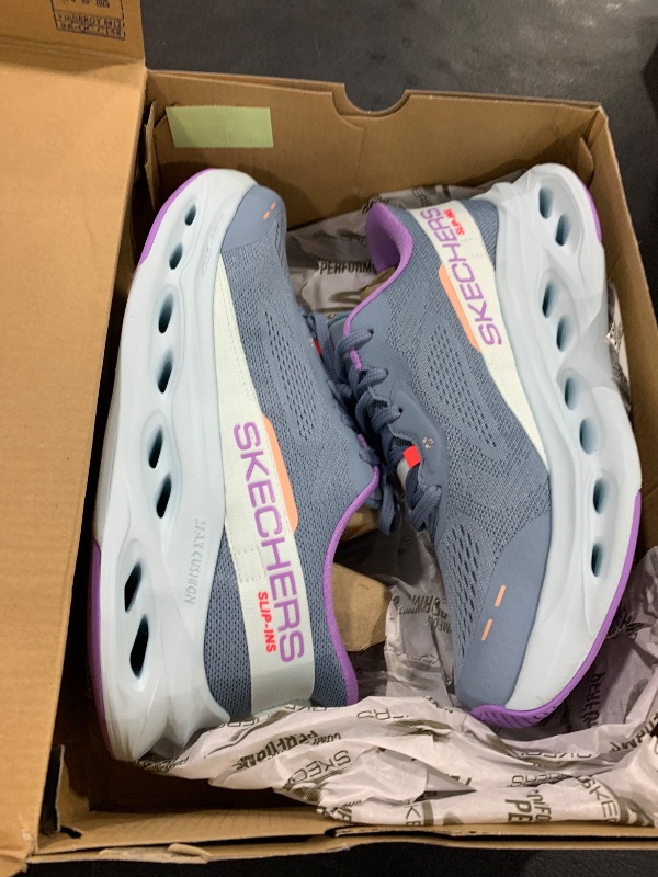 Photo 1 of Skechers Women's Max Cushioning Glide Step Caledonia Hands Free Slip-ins Sneaker, Slate, 8