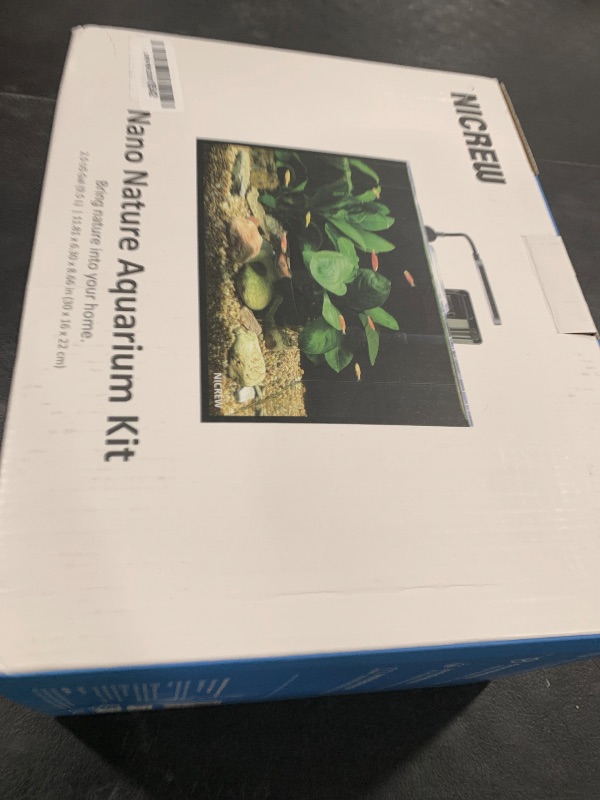 Photo 1 of NICREW 2.5 Gallon Nano Nature Aquarium Kit, Ultra-Clear Rimless Desktop Fish Tank with Light and Filter, Perfect for Small Fish, Shrimp, or Betta, Basic Version, Black