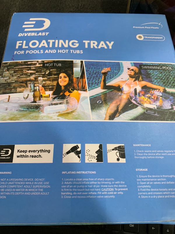 Photo 1 of DIVEBLAST: Transparent Floating Drink Holder for Pool, Hot Tub Accessories for Adults - Holds Up to 50 LBS - Glitter Fun Swimming Pool Accessories for Adults, Cool and Unique Drink Floaties