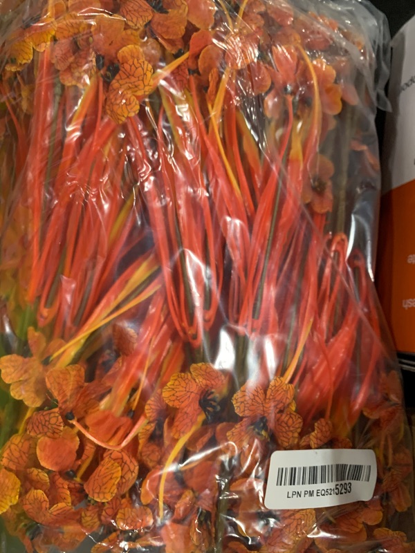 Photo 1 of LikSoor 21 Bundles Artificial Outdoor UV Resistant Flowers No Fade Fake Outside Flowers Plastic Greenery Faux Shrubs Garden Porch Window Box Home Decoration(Deep Autumn Orange)