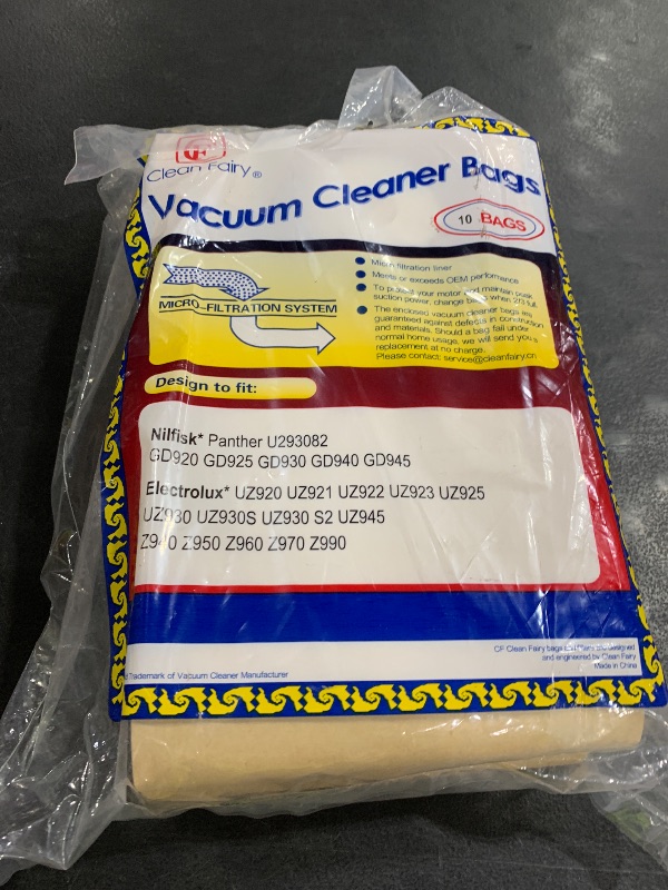 Photo 1 of 10pack CF Clean Fairy vacuum cleaner bag Compatible With Nilfisk Euroclean Kent GD930 UZ930 UZ935 DP9000 UZ920 UZ930S, Z970, Z990 Replacement for Nilfisk part# 1407015020