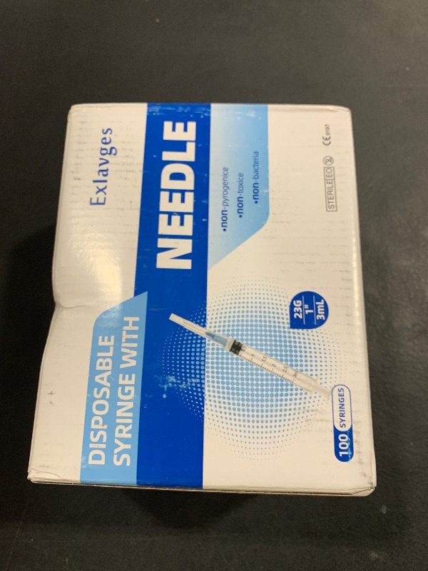 Photo 1 of 100 Pack Disposable 3ml/cc Lab Syringes with 23Ga 1 Inch Needle Luer Lock, Individually Sealed Packed