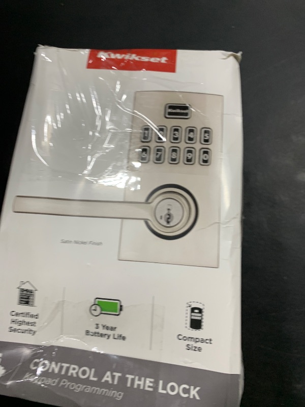 Photo 1 of PARTS ONLY -------------------------------------------------Kwikset SmartCode 917 Keypad Keyless Entry Contemporary Residential Electronic Lever Lock Deadbolt Alternative with Halifax Door Lever and SmartKey Security, Satin Nickel